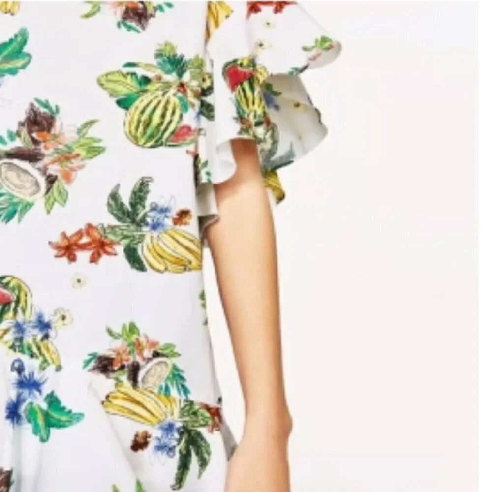 Zara Oversized Printed Ruffle Blouse - Picture 7 of 12
